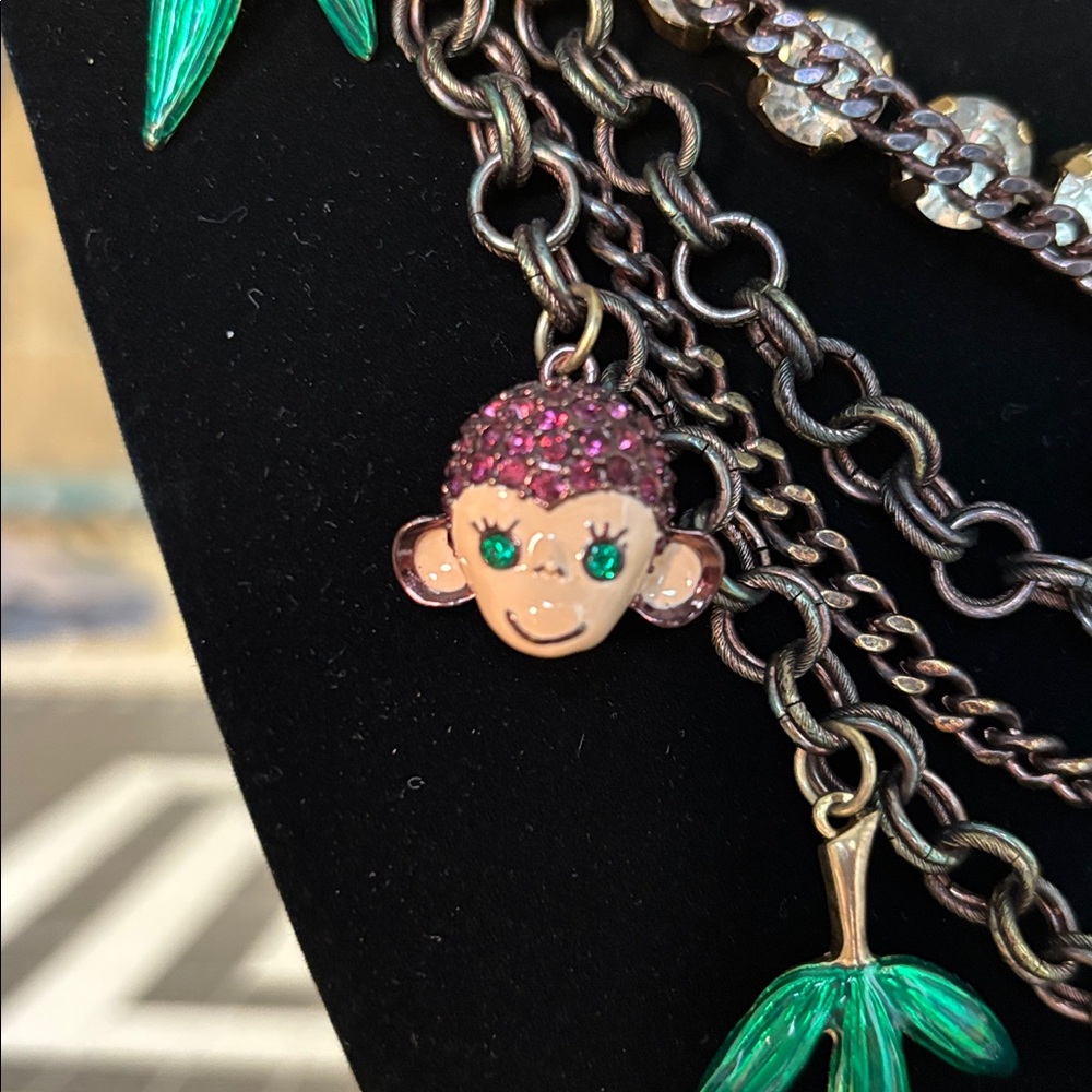 Betsey Johnson Purple Floral and Animal Charm Necklace - Picture 10 of 11
